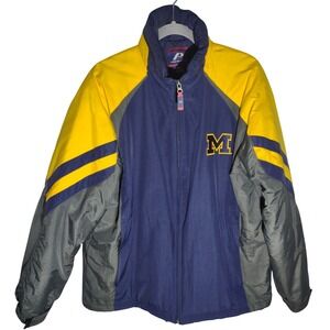 Vintage Pro Player‎ Michigan Wolverines NCAA Jacket Windbreaker Navy Yellow M/M